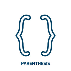 Poster - parenthesis icon from signs collection. Thin linear parenthesis, bracket, frame outline icon isolated on white background. Line vector parenthesis sign, symbol for web and mobile
