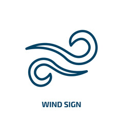 Poster - wind sign icon from signs collection. Thin linear wind sign, wind, energy outline icon isolated on white background. Line vector wind sign sign, symbol for web and mobile