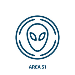 Poster - area 51 icon from signs collection. Thin linear area 51, rocket, ship outline icon isolated on white background. Line vector area 51 sign, symbol for web and mobile