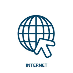 Poster - internet symbol icon from signs collection. Thin linear internet symbol, internet, website outline icon isolated on white background. Line vector internet symbol sign, symbol for web and mobile