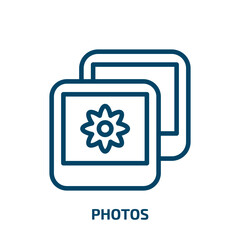 Poster - photos icon from social media marketing collection. Thin linear photos, photo, camera outline icon isolated on white background. Line vector photos sign, symbol for web and mobile