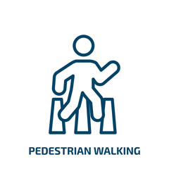 Poster - pedestrian walking icon from sports collection. Thin linear pedestrian walking, man, pedestrian outline icon isolated on white background. Line vector pedestrian walking sign, symbol for web and