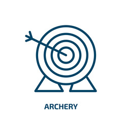 Poster - archery icon from sport collection. Thin linear archery, sport, arrow outline icon isolated on white background. Line vector archery sign, symbol for web and mobile
