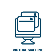 Poster - virtual machine icon from technology collection. Thin linear virtual machine, business, virtual outline icon isolated on white background. Line vector virtual machine sign, symbol for web and mobile