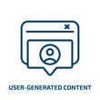 © Farahim - user-generated content icon from technology collection. Thin linear user-generated content, content, user outline icon isolated on white background. Line vector user-generated content sign, symbol for