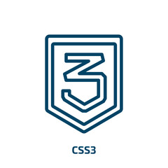 Poster - css3 icon from technology collection. Thin linear css3, html5, shield outline icon isolated on white background. Line vector css3 sign, symbol for web and mobile