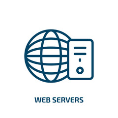 Poster - web servers icon from technology collection. Thin linear web servers, server, network outline icon isolated on white background. Line vector web servers sign, symbol for web and mobile