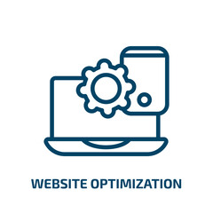 Poster - website optimization icon from technology collection. Thin linear website optimization, optimization, internet outline icon isolated on white background. Line vector website optimization sign, symbol