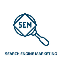 Poster - search engine marketing icon from technology collection. Thin linear search engine marketing, search, engine outline icon isolated on white background. Line vector search engine marketing sign, symbol
