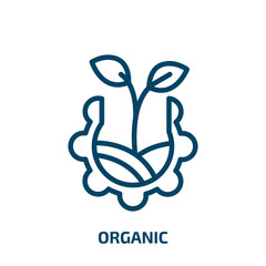 Poster - organic icon from technology collection. Thin linear organic, nature, natural outline icon isolated on white background. Line vector organic sign, symbol for web and mobile