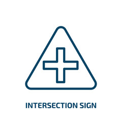 Poster - intersection sign icon from traffic signs collection. Thin linear intersection sign, intersection, road outline icon isolated on white background. Line vector intersection sign sign, symbol for web
