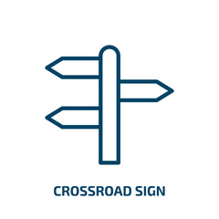 Poster - crossroad sign icon from traffic signs collection. Thin linear crossroad sign, crossroad, road outline icon isolated on white background. Line vector crossroad sign sign, symbol for web and mobile