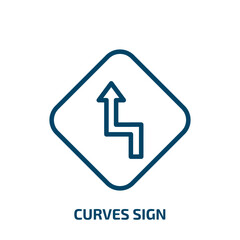 Poster - curves sign icon from traffic signs collection. Thin linear curves sign, curve, simple outline icon isolated on white background. Line vector curves sign sign, symbol for web and mobile