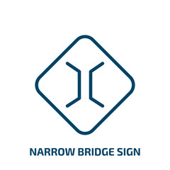 Poster - narrow bridge sign icon from traffic signs collection. Thin linear narrow bridge sign, road, street outline icon isolated on white background. Line vector narrow bridge sign sign, symbol for web and