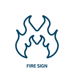 Poster - fire sign icon from traffic signs collection. Thin linear fire sign, danger, label outline icon isolated on white background. Line vector fire sign sign, symbol for web and mobile