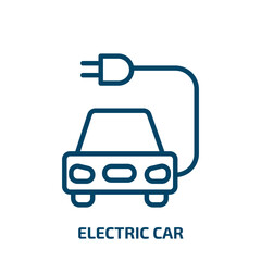 Poster - electric car icon from transportation collection. Thin linear electric car, eco, car outline icon isolated on white background. Line vector electric car sign, symbol for web and mobile