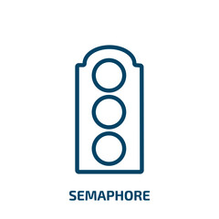 Poster - semaphore icon from transport collection. Thin linear semaphore, lamp, road outline icon isolated on white background. Line vector semaphore sign, symbol for web and mobile