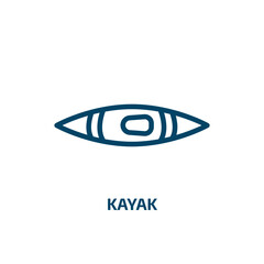 Poster - kayak icon from transportation collection. Thin linear kayak, mountain, recreation outline icon isolated on white background. Line vector kayak sign, symbol for web and mobile