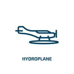 Poster - hydroplane icon from transportation collection. Thin linear hydroplane, travel, plane outline icon isolated on white background. Line vector hydroplane sign, symbol for web and mobile