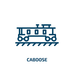Poster - caboose icon from transportation collection. Thin linear caboose, railway, train outline icon isolated on white background. Line vector caboose sign, symbol for web and mobile