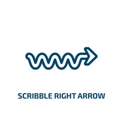 Poster - scribble right arrow icon from user interface collection. Thin linear scribble right arrow, down, pen outline icon isolated on white background. Line vector scribble right arrow sign, symbol for web