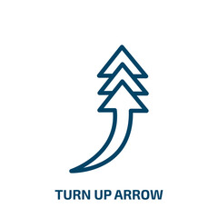 Poster - turn up arrow icon from user interface collection. Thin linear turn up arrow, arrow, up outline icon isolated on white background. Line vector turn up arrow sign, symbol for web and mobile