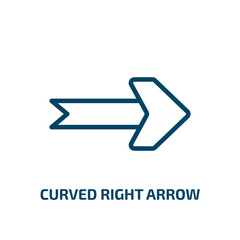 Poster - curved right arrow icon from user interface collection. Thin linear curved right arrow, arrow, direction outline icon isolated on white background. Line vector curved right arrow sign, symbol for web