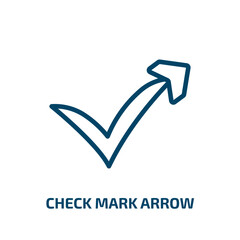 Poster - check mark arrow icon from user interface collection. Thin linear check mark arrow, arrow, check outline icon isolated on white background. Line vector check mark arrow sign, symbol for web and mobile