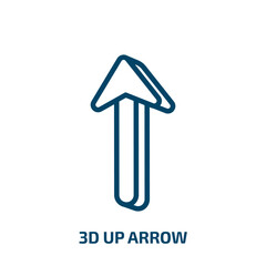 Poster - 3d up arrow icon from user interface collection. Thin linear 3d up arrow, arrow, down outline icon isolated on white background. Line vector 3d up arrow sign, symbol for web and mobile