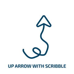 Poster - up arrow with scribble icon from user interface collection. Thin linear up arrow with scribble, doodle, scribble outline icon isolated on white background. Line vector up arrow with scribble sign,