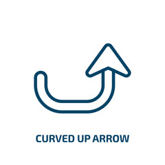 Poster - curved up arrow icon from user interface collection. Thin linear curved up arrow, pointer, collection outline icon isolated on white background. Line vector curved up arrow sign, symbol for web and