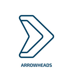 Poster - arrowheads icon from user interface collection. Thin linear arrowheads, arrow, round outline icon isolated on white background. Line vector arrowheads sign, symbol for web and mobile