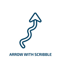 Poster - arrow with scribble icon from user interface collection. Thin linear arrow with scribble, arrow, doodle outline icon isolated on white background. Line vector arrow with scribble sign, symbol for web