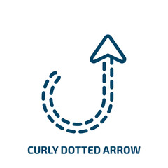 Poster - curly dotted arrow icon from user interface collection. Thin linear curly dotted arrow, curly, doodle outline icon isolated on white background. Line vector curly dotted arrow sign, symbol for web and