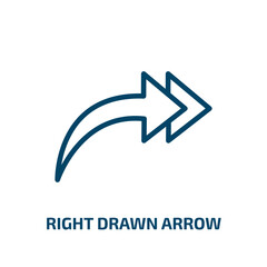 Poster - right drawn arrow icon from user interface collection. Thin linear right drawn arrow, down, up outline icon isolated on white background. Line vector right drawn arrow sign, symbol for web and mobile