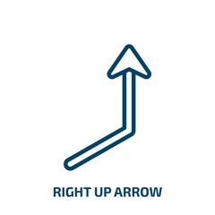 Poster - right up arrow icon from user interface collection. Thin linear right up arrow, arrow, up outline icon isolated on white background. Line vector right up arrow sign, symbol for web and mobile
