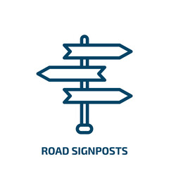 Poster - road signposts icon from user interface collection. Thin linear road signposts, signpost, road outline icon isolated on white background. Line vector road signposts sign, symbol for web and mobile