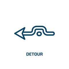 Poster - detour icon from user interface collection. Thin linear detour, road, safety outline icon isolated on white background. Line vector detour sign, symbol for web and mobile