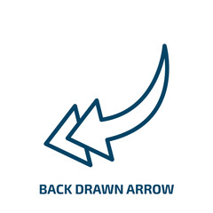 Poster - back drawn arrow icon from user interface collection. Thin linear back drawn arrow, arrow, pen outline icon isolated on white background. Line vector back drawn arrow sign, symbol for web and mobile