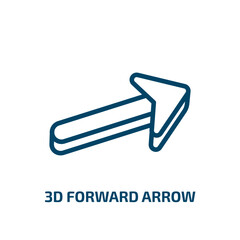 Poster - 3d forward arrow icon from user interface collection. Thin linear 3d forward arrow, arrow, direction outline icon isolated on white background. Line vector 3d forward arrow sign, symbol for web and
