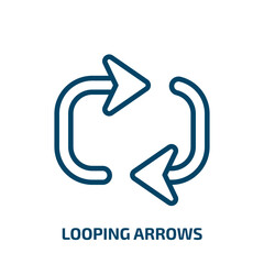 Poster - looping arrows icon from user interface collection. Thin linear looping arrows, arrow, loop outline icon isolated on white background. Line vector looping arrows sign, symbol for web and mobile