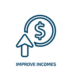 Poster - improve incomes icon from user interface collection. Thin linear improve incomes, bar, financial outline icon isolated on white background. Line vector improve incomes sign, symbol for web and mobile
