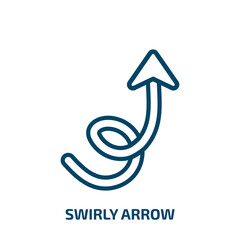 Poster - swirly arrow icon from user interface collection. Thin linear swirly arrow, swirly, collection outline icon isolated on white background. Line vector swirly arrow sign, symbol for web and mobile