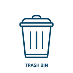 Poster - trash bin icon from user interface collection. Thin linear trash bin, bin, garbage outline icon isolated on white background. Line vector trash bin sign, symbol for web and mobile