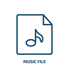 Aufkleber - music file icon from user interface collection. Thin linear music file, file, music outline icon isolated on white background. Line vector music file sign, symbol for web and mobile
