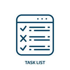 Poster - task list icon from user interface collection. Thin linear task list, list, task outline icon isolated on white background. Line vector task list sign, symbol for web and mobile