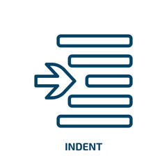 Poster - indent icon from user interface collection. Thin linear indent, text, button outline icon isolated on white background. Line vector indent sign, symbol for web and mobile