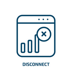 Poster - disconnect icon from user interface collection. Thin linear disconnect, connection, network outline icon isolated on white background. Line vector disconnect sign, symbol for web and mobile