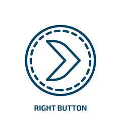 Poster - right button icon from user interface collection. Thin linear right button, button, right outline icon isolated on white background. Line vector right button sign, symbol for web and mobile