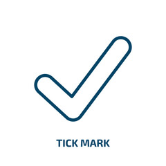 Poster - tick mark icon from user interface collection. Thin linear tick mark, correct, approved outline icon isolated on white background. Line vector tick mark sign, symbol for web and mobile